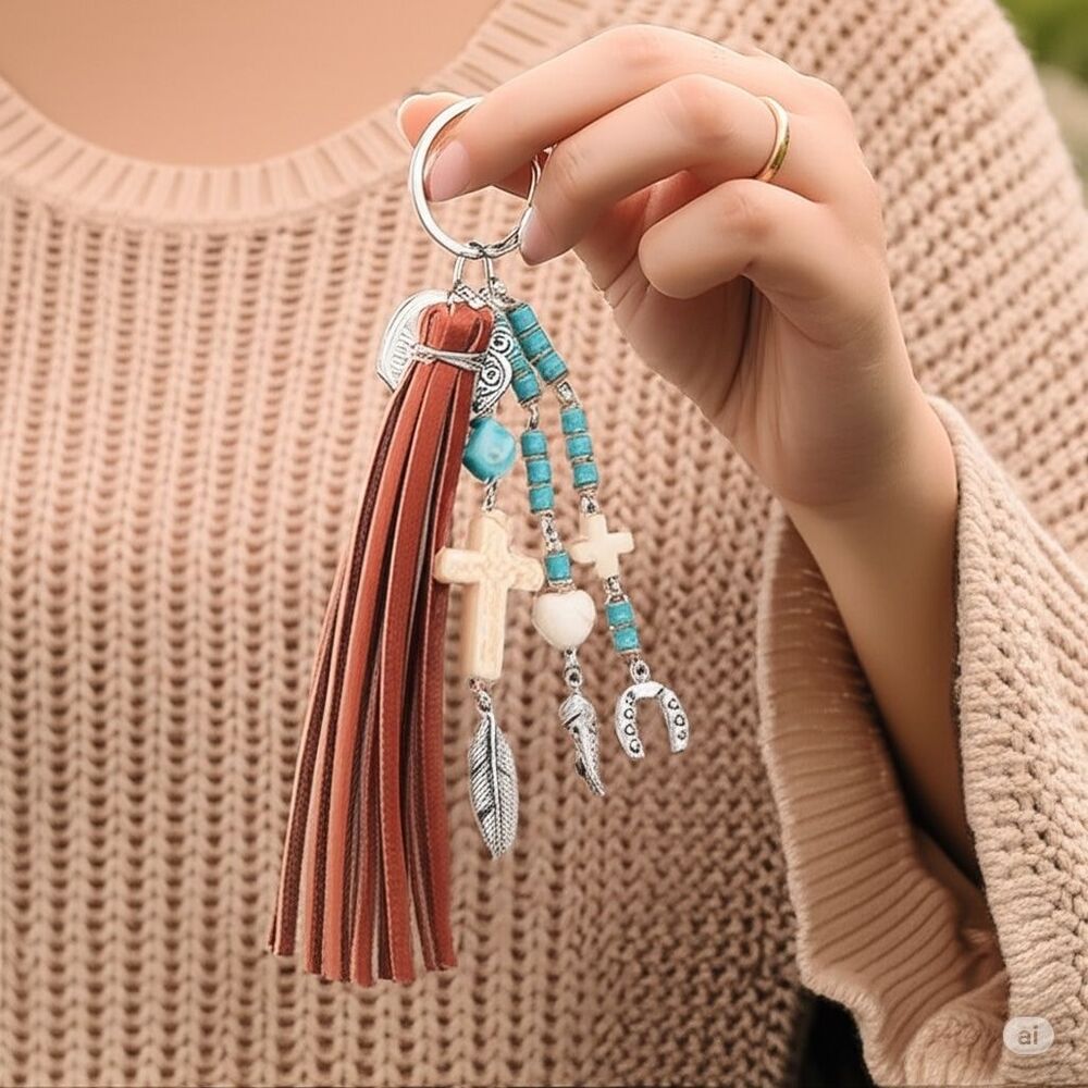Western Boho Tassel Keychain